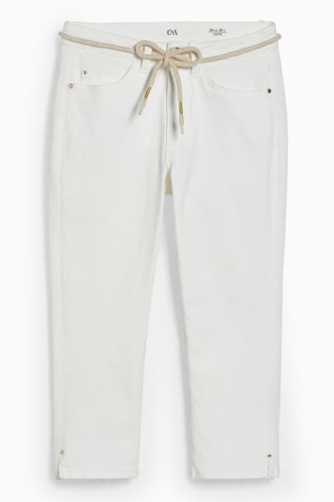 Donna - Jeans pinocchietto con cintura - vita media - bianco