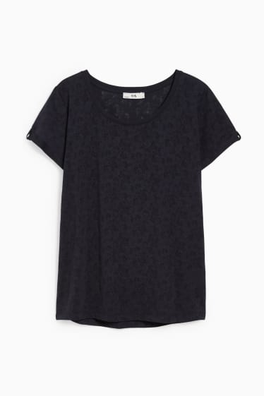 Dames - Basic-T-shirt  - donkerblauw