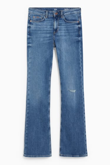 Women - Premium bootcut jeans - mid waist - blue denim