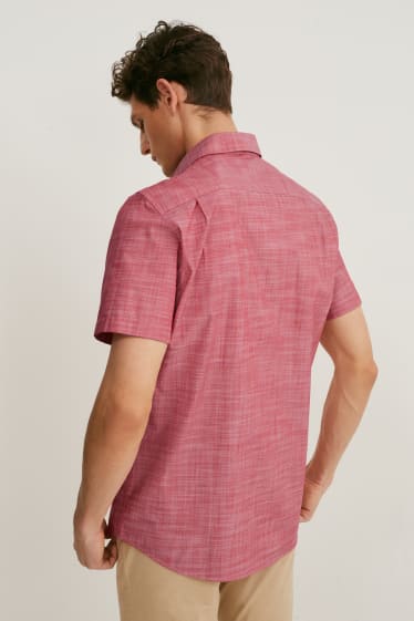 Herren - Businesshemd - Regular Fit - Button-down - bügelleicht - rot-melange