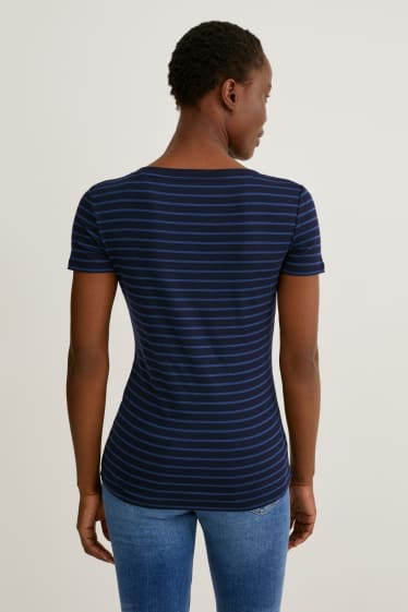 Women - T-shirt - striped - blue / dark blue