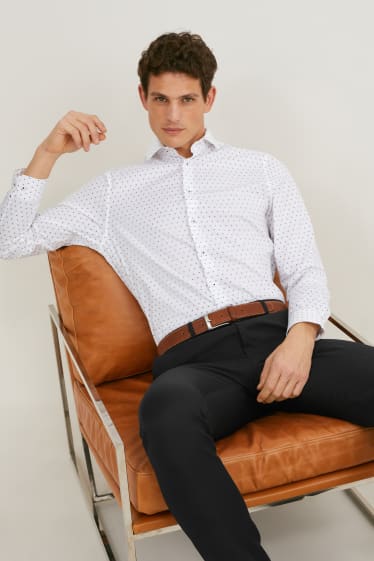 Hombre - Camisa de oficina - slim fit - cutaway - Flex - de planchado fácil - blanco