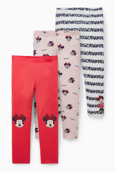 Enfants - Lot de 3 - Minnie Mouse - leggings - blanc / rouge
