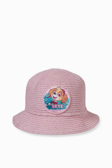 Enfants - Pat’ Patrouille - chapeau de paille - effet brillant - rose