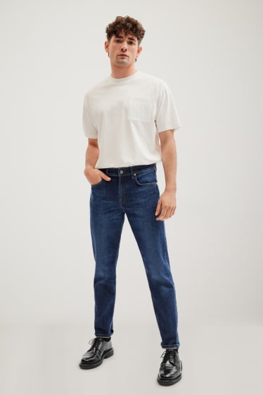 Pánské - Tapered jeans - džíny - tmavomodré