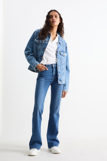 Dámské - Flare jeans - high waist - džíny - světle modré