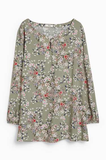 Women - Blouse - floral - khaki