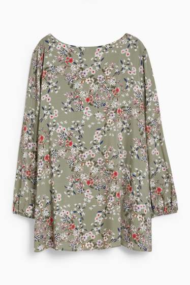 Women - Blouse - floral - khaki