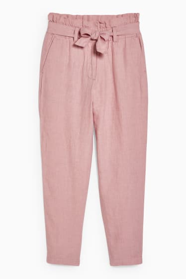 Femmes - Pantalon de lin - coupe relax - rose