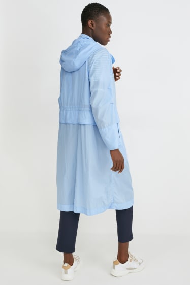 Damen - Mantel mit Kapuze - hellblau