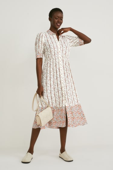Women - Fit & flare dress - floral - white