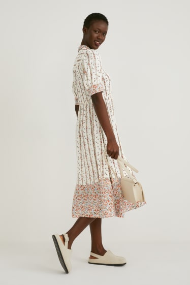 Women - Fit & flare dress - floral - white