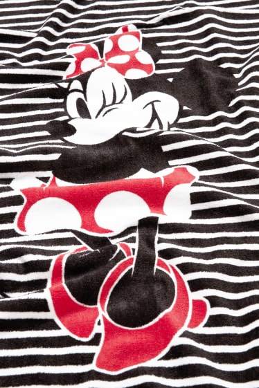 Dámské - Plážová osuška - pruhovaná - 150 x 80 cm - Minnie Mouse - černá/bílá