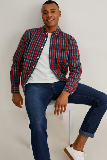 Hombre - MUSTANG - camisa - regular fit - button down - de cuadros - rojo / azul