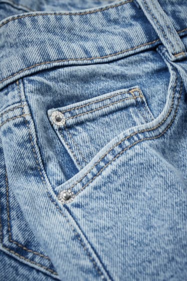 Kobiety - Szorty dżinsowe - wysoki stan - dżins-jasnoniebieski