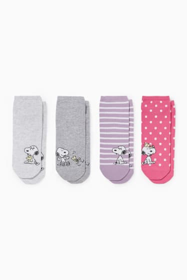 Femmes - Lot de 4 paires - chaussettes de sport avec motif - Peanuts - rose