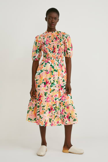 Women - Fit & flare dress - floral - orange