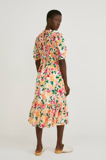 Women - Fit & flare dress - floral - orange