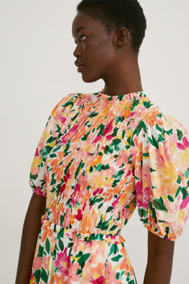 Women - Fit & flare dress - floral - orange