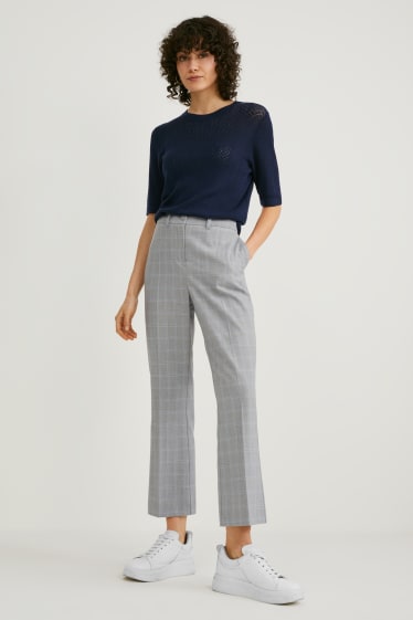 Femmes - Pantalon - Straight Fit - à carreaux - gris clair chiné