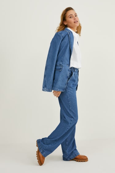 Damen - Wide Leg Jeans - High Waist - jeansblau