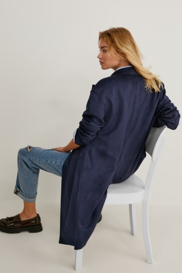 Women - Coat - faux suede - dark blue