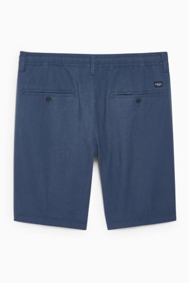 Men - Shorts - Flex - linen blend - LYCRA® - dark blue