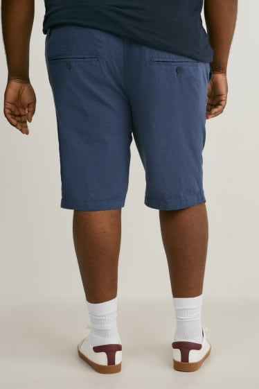 Men - Shorts - Flex - linen blend - LYCRA® - dark blue