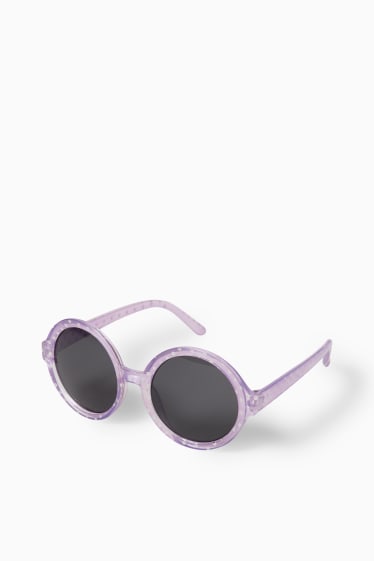 Copii - Ochelari de soare - material reciclat - aspect lucios - cu buline - violet deschis