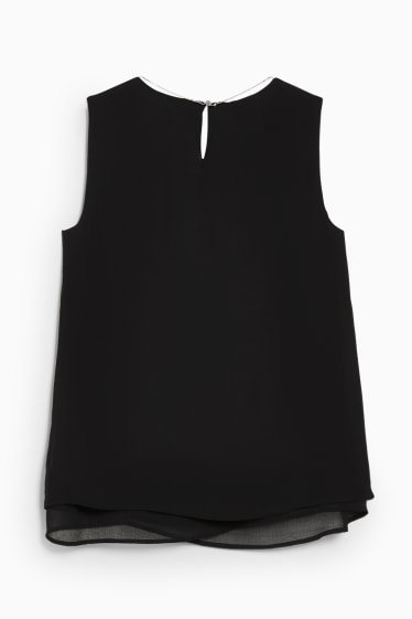 Damen - Chiffon-Blusentop mit Kette - schwarz