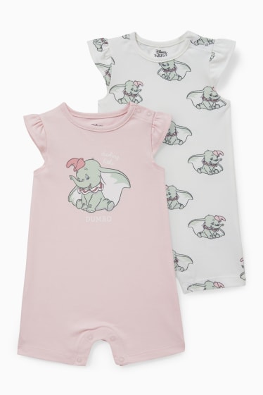 Niemowlęta - Wielopak, 2 szt. - Dumbo - piżama niemowlęca - biały / jasnoróżowy