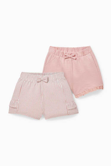 Bébés - Lot de 2 - shorts en molleton pour bébé - blanc / rose