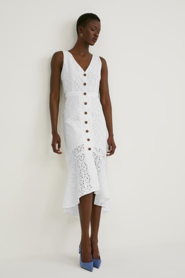 Women - Dress  - embroidered - white