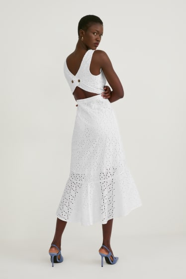 Women - Dress  - embroidered - white