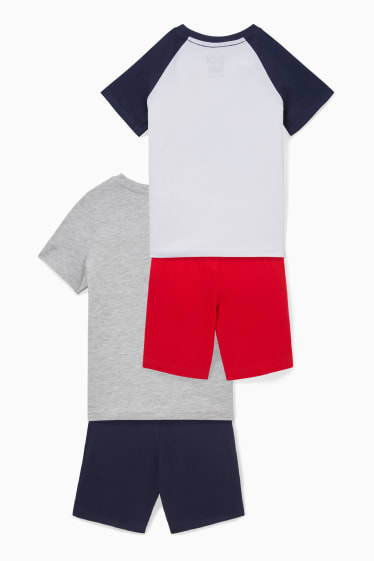 Bambini - Set - 2 maglie a maniche corte e 2 shorts - 4 pezzi - grigio chiaro melange