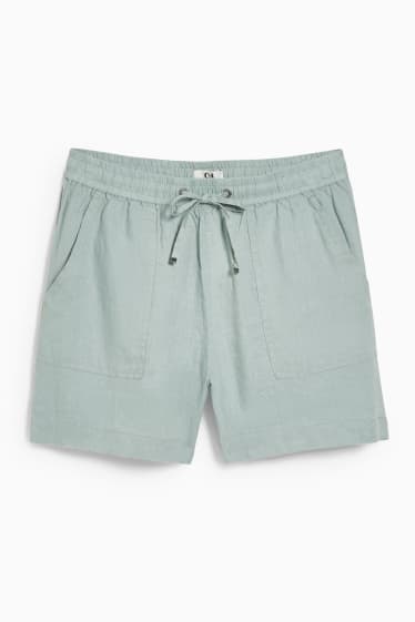 Dames - Linnen shorts - mintgroen