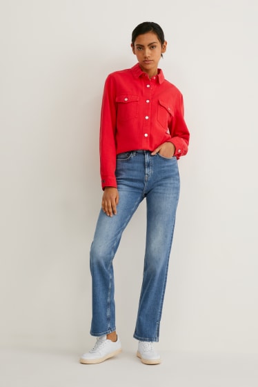 Women - Straight jeans - high waist - blue denim