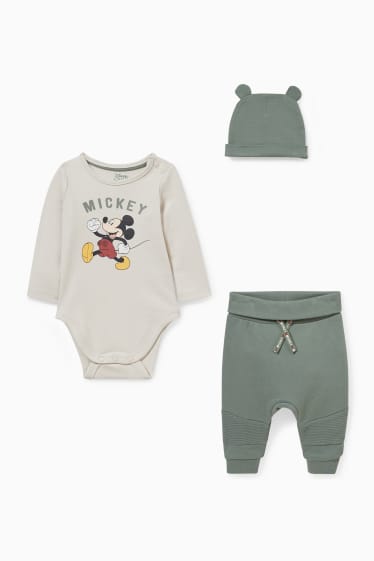 Babys - Mickey Mouse - babyoutfit - 3-delig - beige-mix