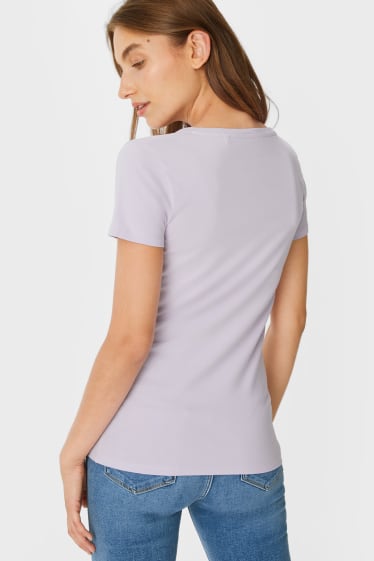 Damen - Multipack 2er - Basic-T-Shirt - lila  / weiss