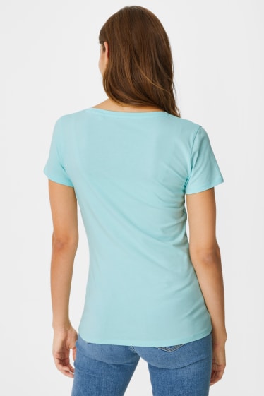Femmes - Lot de 2 - T-shirt basique - blanc / turquoise