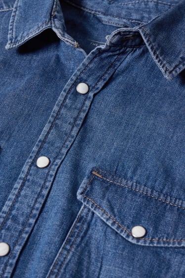 Bărbați - Cămașă din denim - regular fit - guler Kent - denim-albastru închis