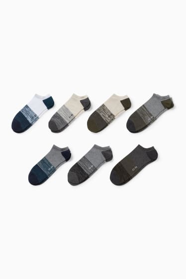 Pánské - Multipack 7 ks - ponožky do tenisek - LYCRA® - šedá-žíhaná
