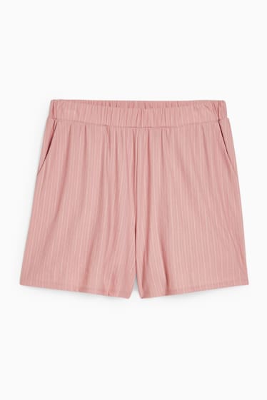 Women - Shorts - striped - rose