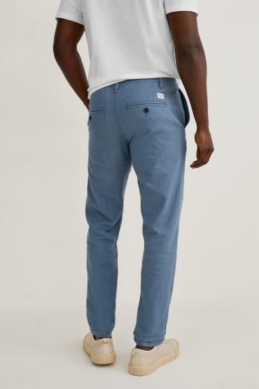 Pánské - Kalhoty chino - zúžený střih - lněná směs - modrá