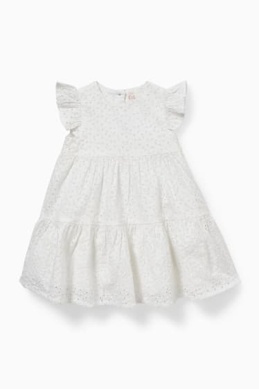 Bébés - Robe pour bébé - look festif - brodé - blanc