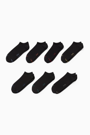 Heren - Set van 7 paar - sneakersokken met motief - dagen van de week - zwart