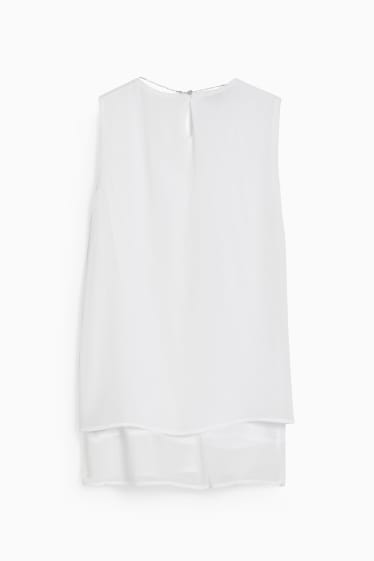 Femei - Bluză fără mâneci din șifon, cu lanț - alb
