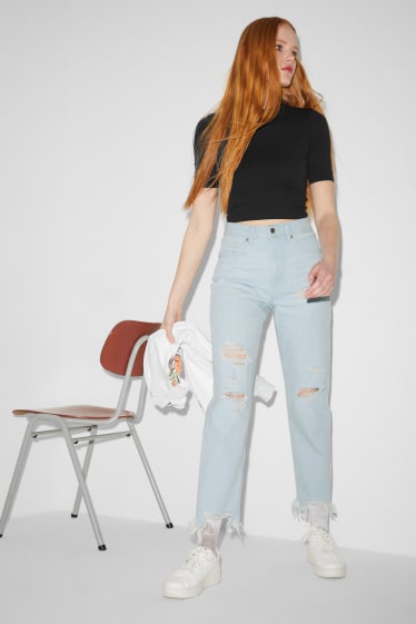 Dámské - CLOCKHOUSE - mom jeans - high waist - džíny - světle modré