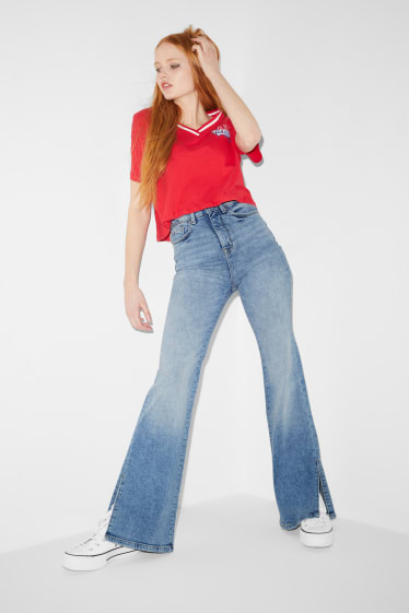 Dámské - CLOCKHOUSE - flare jeans - high waist - džíny - světle modré
