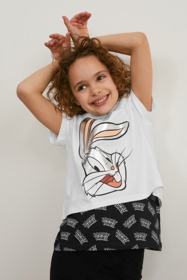 Children - Looney Tunes - set - short sleeve T-shirt, with hood and top - white